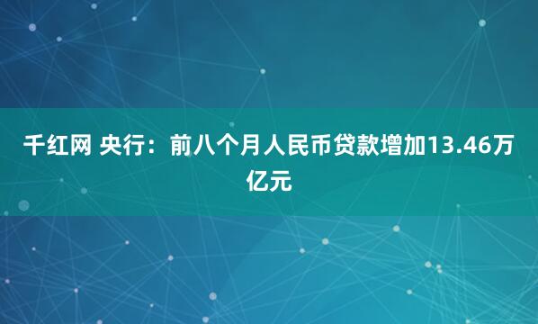 千红网 央行:前八个月人民币贷款增加13.46万亿元