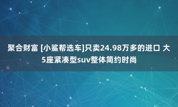 聚合财富 [小鲨帮选车]只卖24.98万多的进口 大5座紧凑型suv整体简约时尚